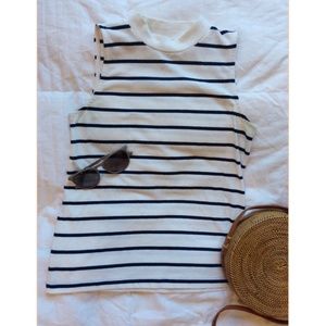 Madewell Tune Mockneck Tank Top, Navy/White